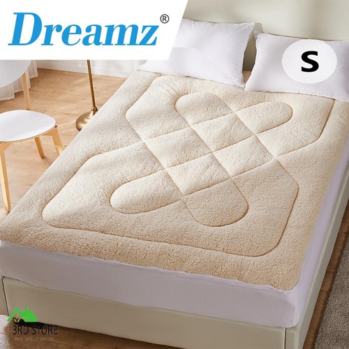 DreamZ Mattress Protector Topper Cover 100% Wool Underlay Reversible Mat Single