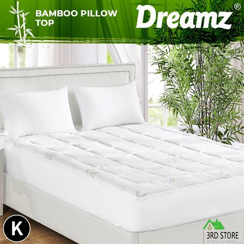 Dreamz Bamboo Pillowtop Mattress Topper Protector Waterproof Cool Cover King
