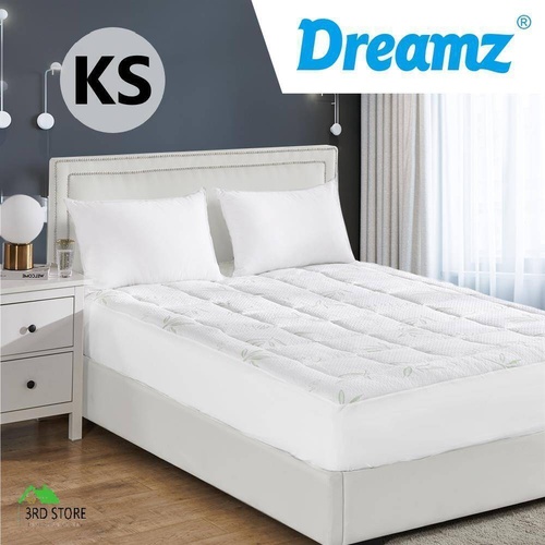 Dreamz Bamboo Pillowtop Mattress Topper Protector Waterproof Cover King Single