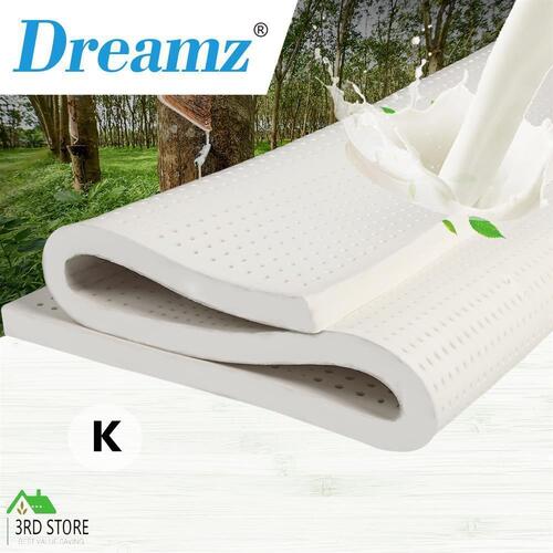 Dreamz Latex Mattress Topper King Natural 7 Zone Bedding Removable Cover 5cm