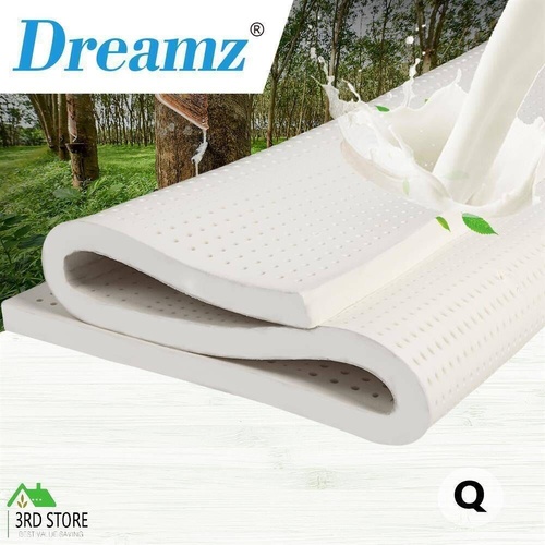 Dreamz Latex Mattress Topper Queen Natural 7 Zone Bedding Removable Cover 5cm
