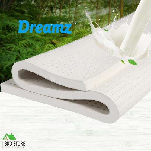 Dreamz Latex Mattress Topper Single Natural 7 Zone Bedding Removable Cover 5cm
