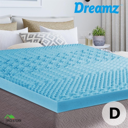 Dreamz 7-Zone Cool Gel Mattress Topper Memory Foam Removable Cover 5CM Double