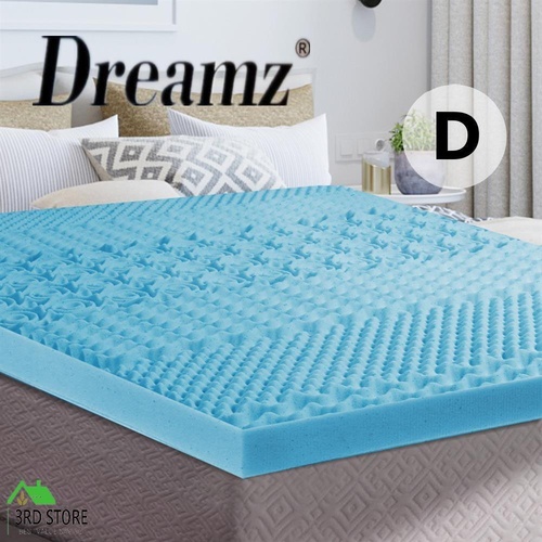 Dreamz 7-Zone Cool Gel Mattress Topper Memory Foam Removable Cover 8CM Double