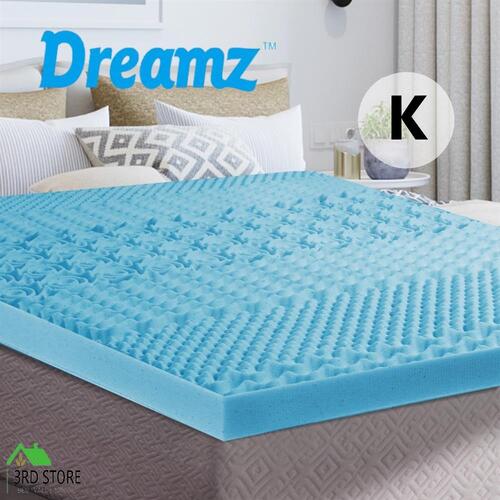 Dreamz 7-Zone Cool Gel Mattress Topper Memory Foam Removable Cover 8CM King