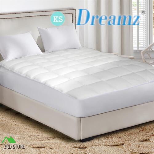 Dreamz Mattress Protector Luxury Topper Bamboo Quilted Underlay Pad King Single
