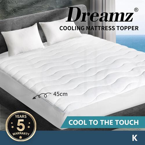 Dreamz Cool Mattress Topper Protector Summer Bed Pillowtop Pad King Cover