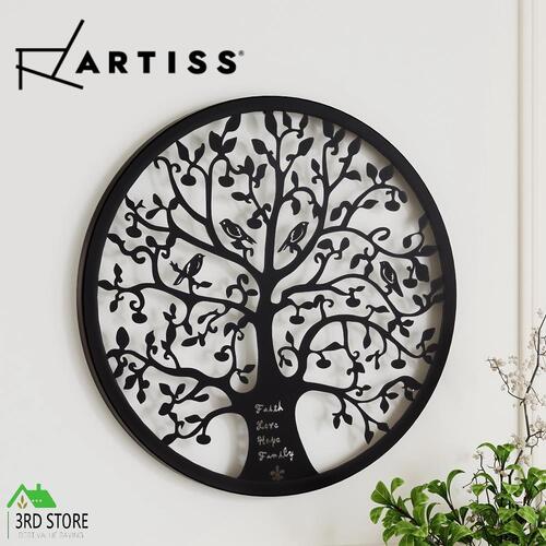 Artiss Metal Wall Art Hanging Sculpture Home Decor Leaf Tree of Life Round Frame