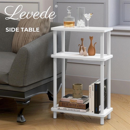 Levede 3-Tier Side Table Bedside Table End Table Storage Shelf Compact White