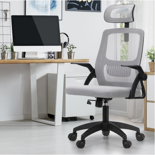 Oikiture Mesh Office Chair Executive Fabric Gaming Seat Racing Computer BKGY
