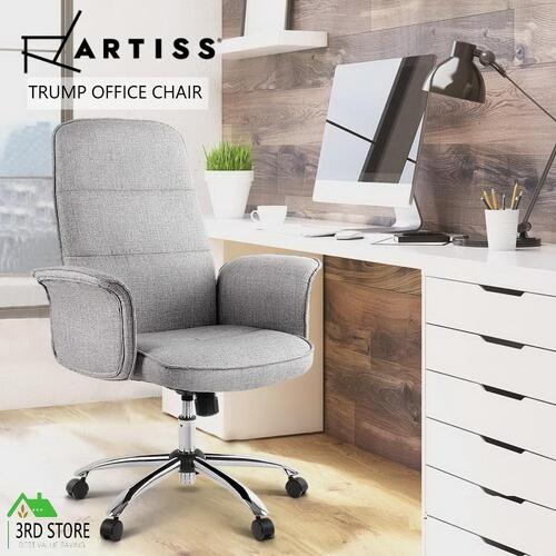 Artiss Fabric Office Chair Task Side Conference Computer Chairs Seat Grey