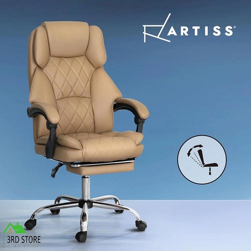 Artiss Executive Office Chair Leather Footrest Espresso