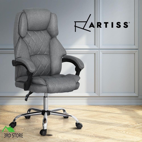 Artiss Executive Office Chair Computer Gaming Chairs Fabric Recliner Grey