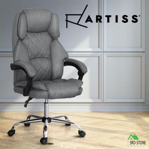 Artiss Executive Office Chair Computer Gaming Chairs Fabric Recliner Grey