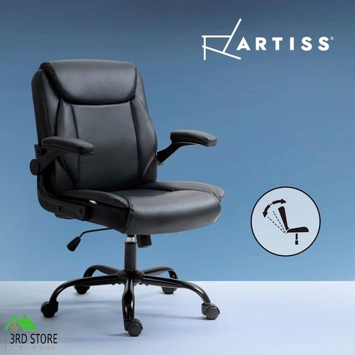 Artiss Office Chair Leather Computer Desk Chairs Executive Gaming Study Black