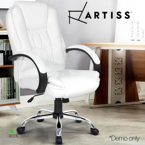 Artiss Office Chair Computer Chairs Executive Premium Padded PU Leather White