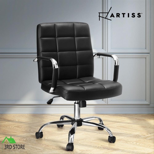 Artiss Office Chair Computer Desk Gaming Chairs PU Leather Mid Back Black