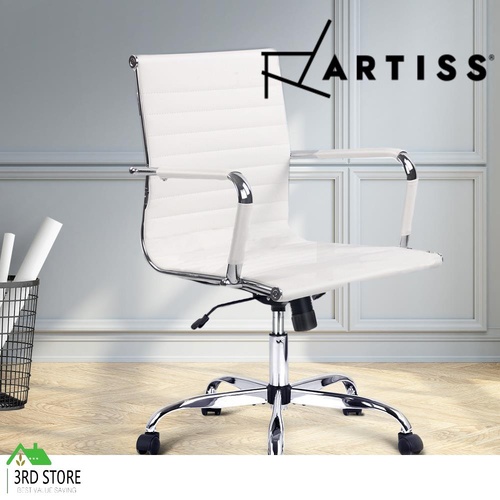 Artiss Gaming Office Chair PU Leather Executive Computer Desk Chairs Work White