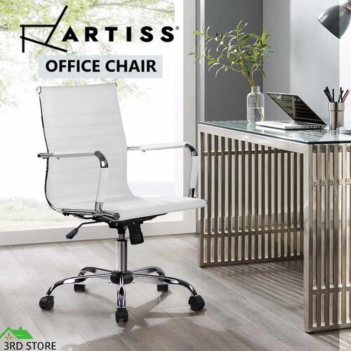 Artiss Gaming Office Chair PU Leather Executive Computer Desk Chairs Work White