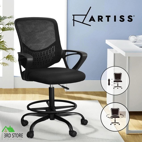 Artiss Office Chair Drafting Stool Computer Standing Desk Mesh Chairs Black