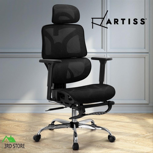 Artiss Ergonomic Office Chair Computer Chairs Recliner Headrest Footrest Black