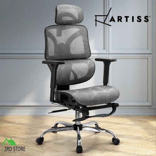 Artiss Ergonomic Office Chair Computer Chairs Recliner Headrest Footrest Grey