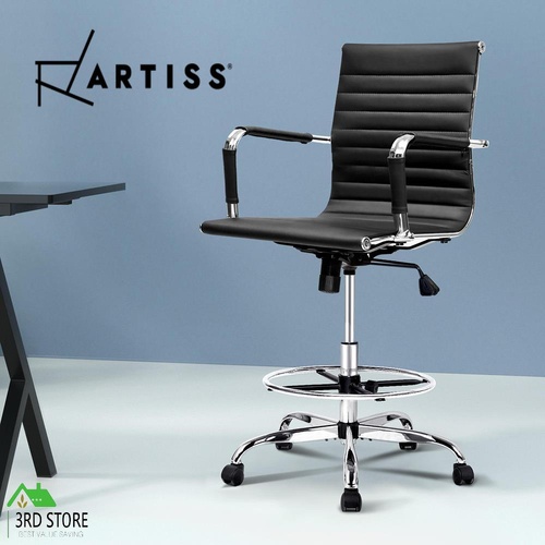 Artiss Office Chair Veer Drafting Stool Mesh Chairs Armrest Standing Desk Black