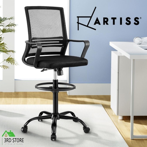 Artiss Office Chair Drafting Chairs Stool Computer Desk Studios Mesh Black