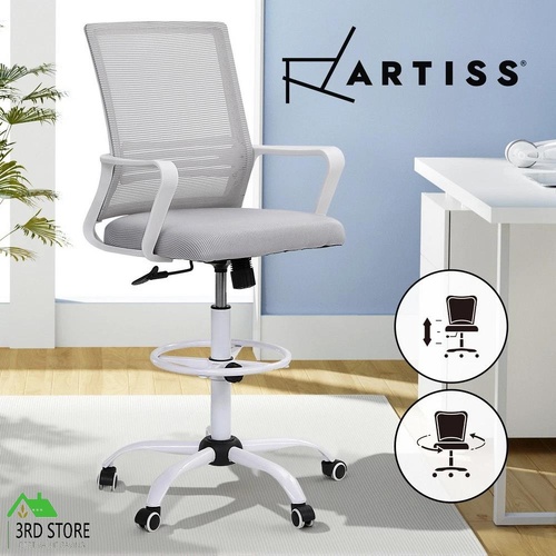 Artiss Office Chair Drafting Chairs Stool Computer Desk Studios Mesh White