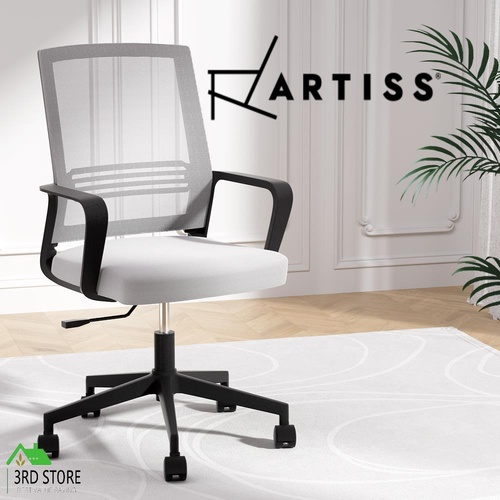 Artiss Mesh Office Chair Computer Gaming Desk Chairs Work Study Mid Back Grey