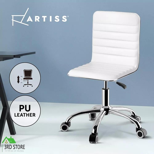 RETURNs Artiss Office Chair Computer Desk Gaming Chairs PU Leather Low Back White