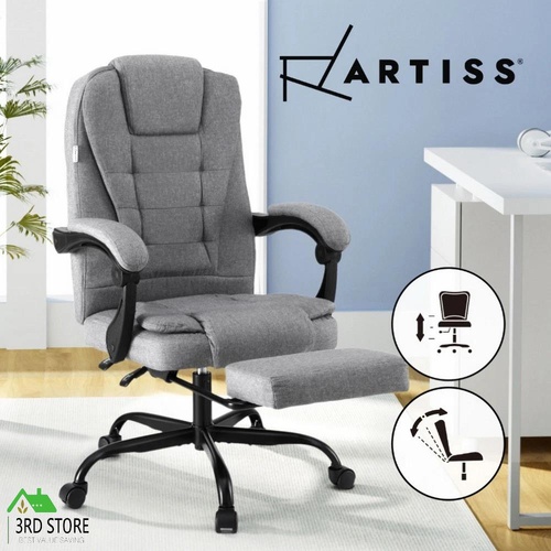 Artiss Office Chair Executive Fabric Seat Racing Computer Desk Chairs Footrest