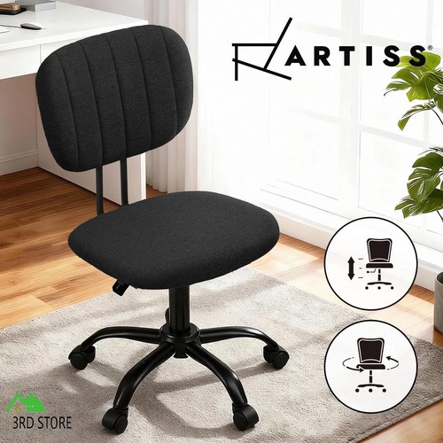 Artiss Armless Office Chair Swivel Home Office Desk Chair Fabric, Black