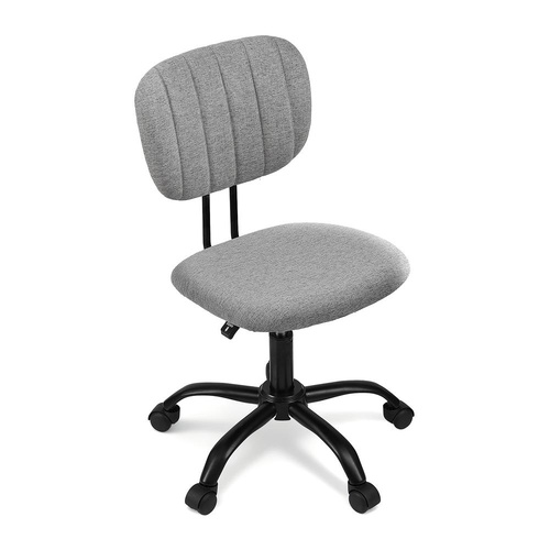 Artiss Armless Office Chair with Wheels, Ergonomic 360° Swivel Home Office Desk Chair, Height Adjustable Computer Task Chair with Fabric Back and Seat