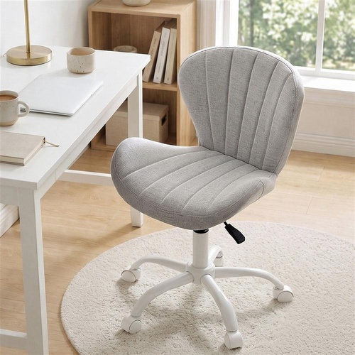 Artiss Ergonomic Office Chair Armless Height Adjustable Computer Desk Chair Fabric Light Grey