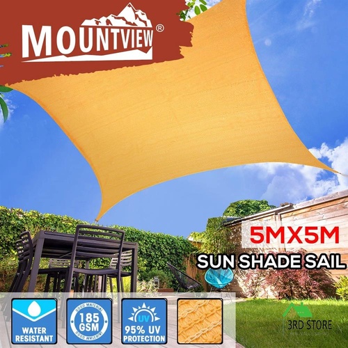 Mountview Sun Shade Sail Cloth Canopy Rectangle Outdoor Awning Cover Beige 5x5m