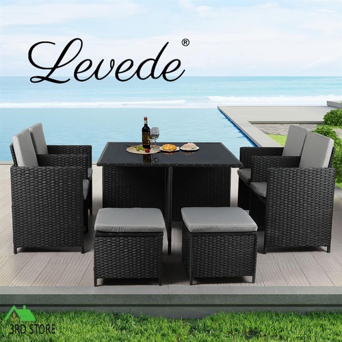 Levede 9PCS Outdoor Table Chair Set Patio Furniture Dining Setting Garden Lounge