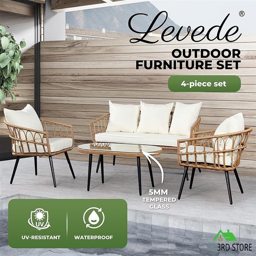 RETURNs Levede 4PCS Outdoor Furniture Setting Patio Garden Table Chair Set Wicker