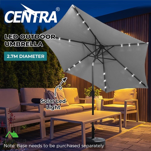 RETURNs Centra 2.7M Outdoor Umbrella Garden Beach Stand Tilt Patio Deck Pole UV Grey