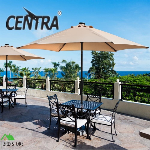 Centra Solar Outdoor Umbrella LED Lighted Beach Stand Tilt Patio Deck Pole UV