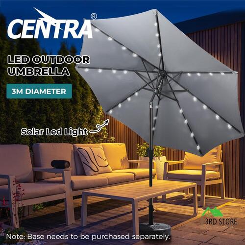 Centra 3M Outdoor Umbrella Garden Beach Stand Tilt Patio Deck Pole UV Grey