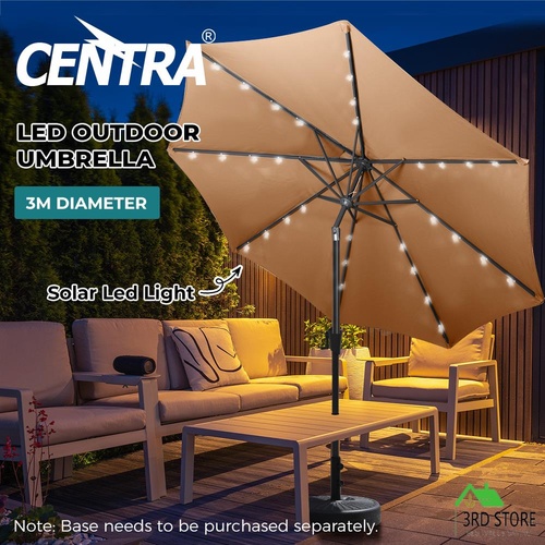Centra 3M Outdoor Umbrella Garden Beach Stand Tilt Patio Deck Pole UV Khaki