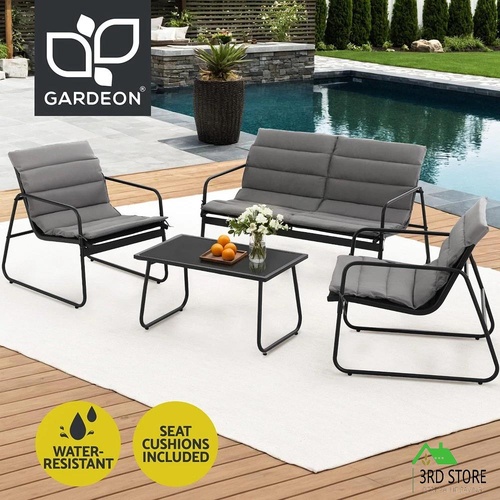 Gardeon 4PCS Outdoor Sofa Set Table and Chairs Cushion textilene Patio Furniture