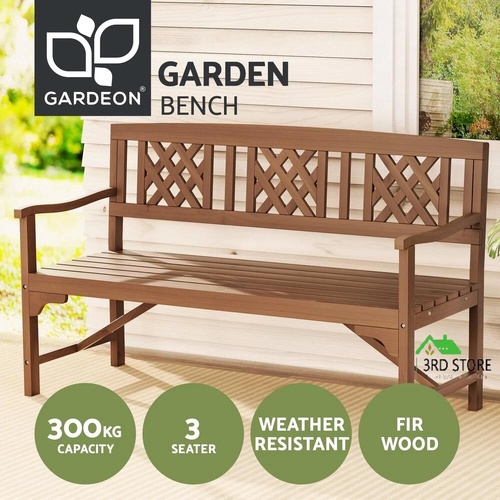 Gardeon Wooden Garden Bench 3 Seat Outdoor Chair Lounge Patio Furniture Timber