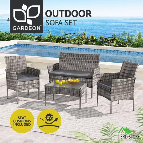 RETURNs 4 Seater Outdoor Sofa Set Wicker Setting Chair Furniture No Table
