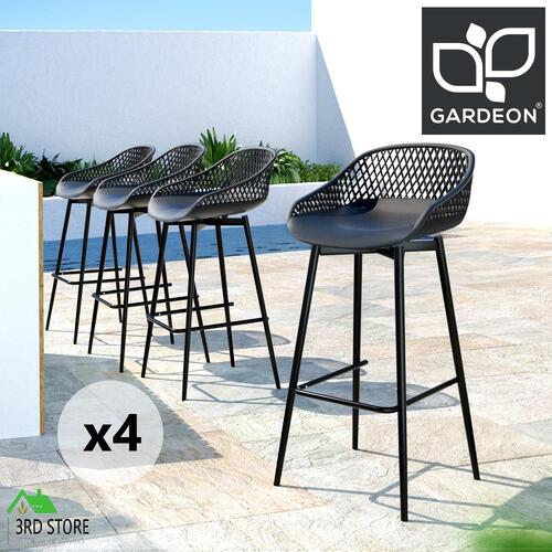 Gardeon 4pcs Outdoor Bar Stools Plastic Metal Bistro Patio Dining Chair Balcony