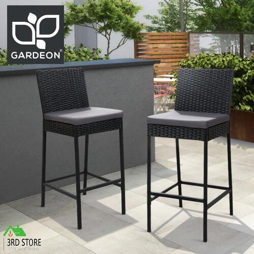 Gardeon Outdoor Bar Stool Dining Chair Bar Stools Rattan Furniture Patio X2