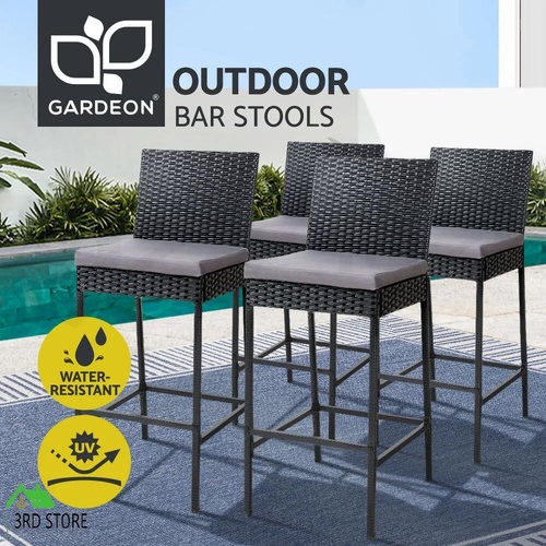 Gardeon Outdoor Bar Stool Dining Chair Bar Stools Rattan Furniture Patio X4