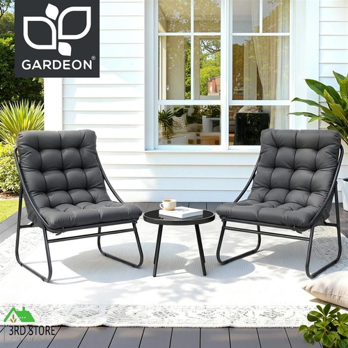 Gardeon 3PC Outdoor Bistro Set Patio Furniture Table and Chairs Steel Dining Chair
