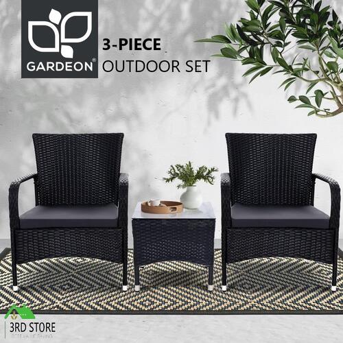 Gardeon Patio Furniture Outdoor Table and Chairs Bistro Set Wicker Rattan